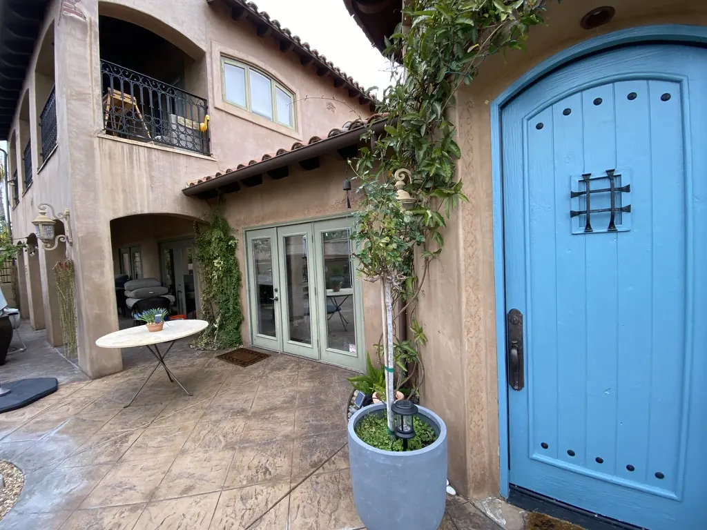 Spanish-style courtyard with French doors, Coronado