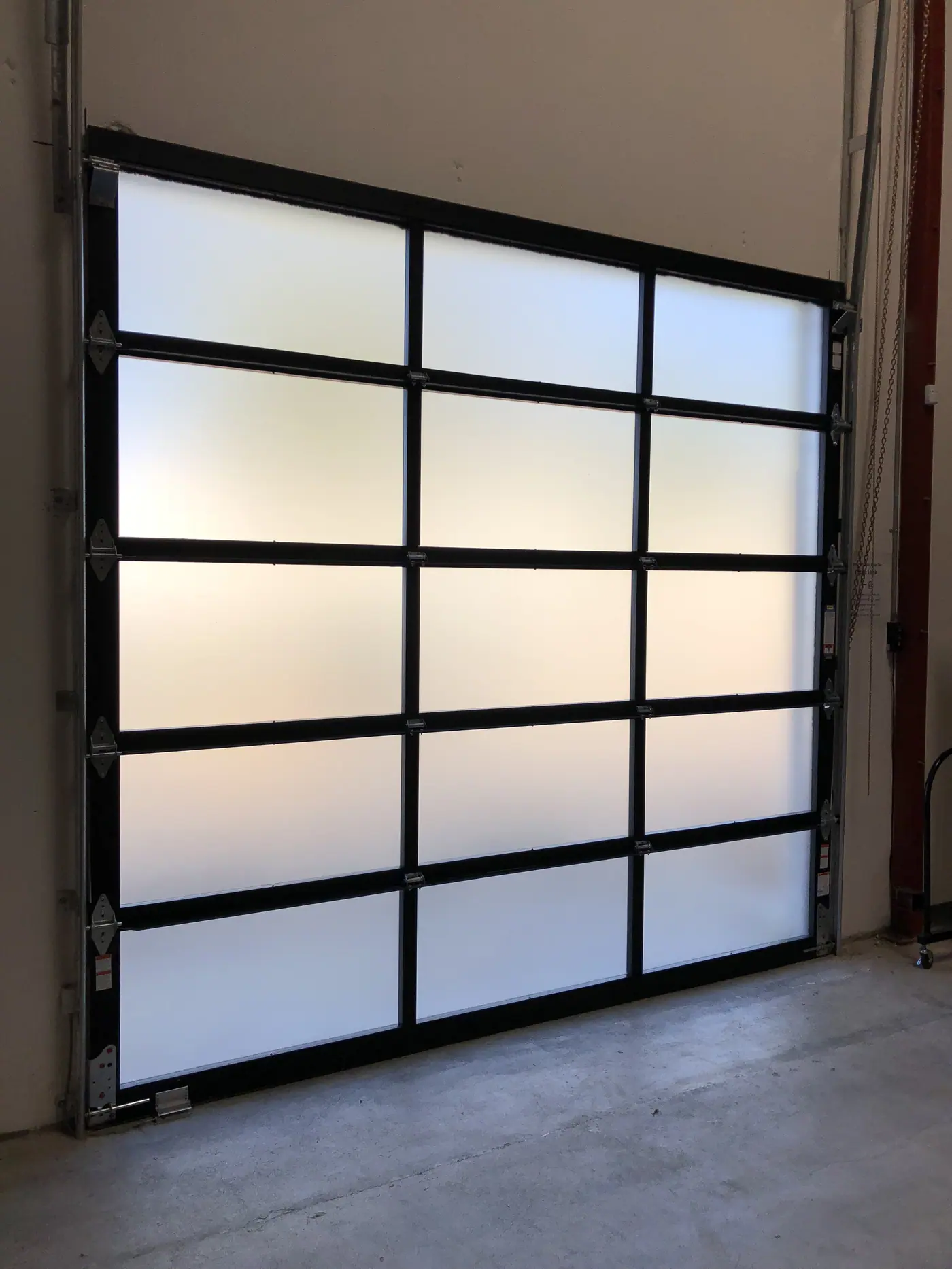 Frosted glass garage door