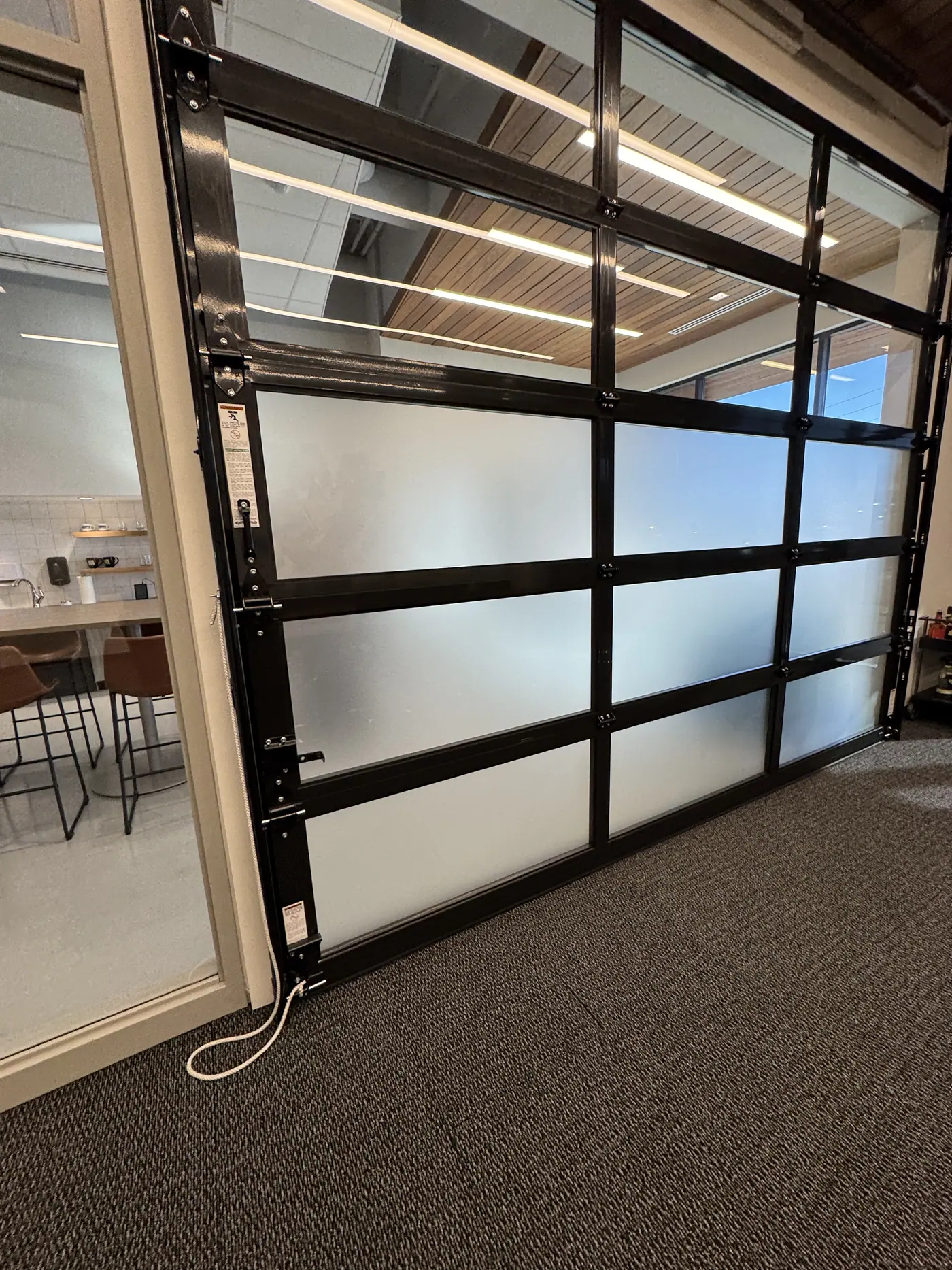 Frosted glass roll-up door