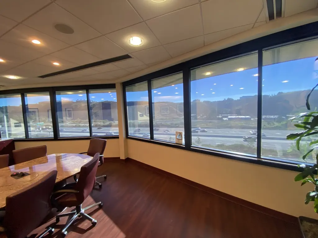 Conference room glass with reduced glare