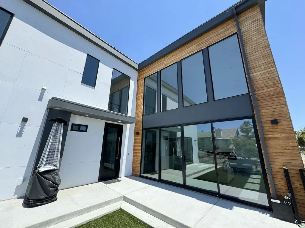 Two-story window wall on a modern home