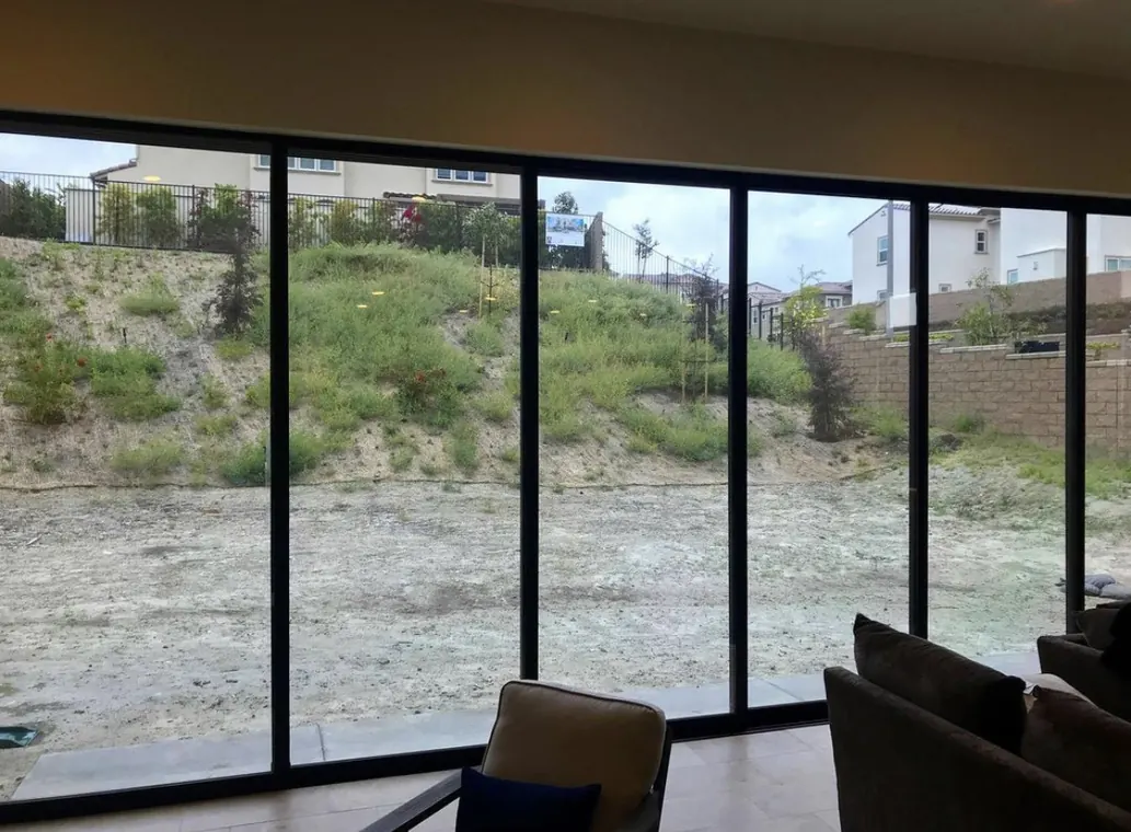 Multi-panel slider wall on a new-construction home