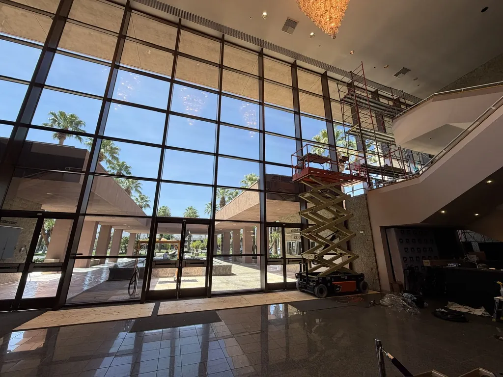 Commercial window film installation by Tint Solutions