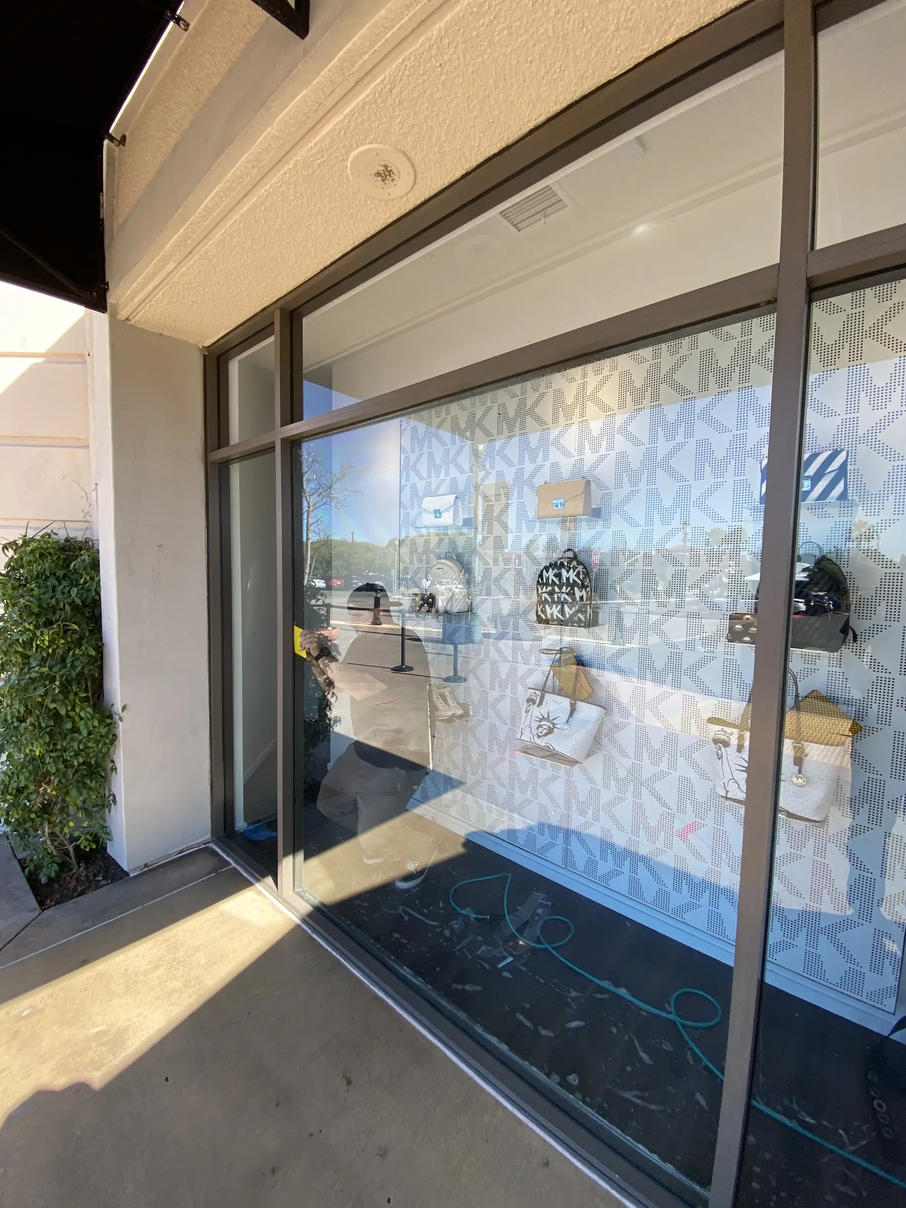 Boutique display window with security film