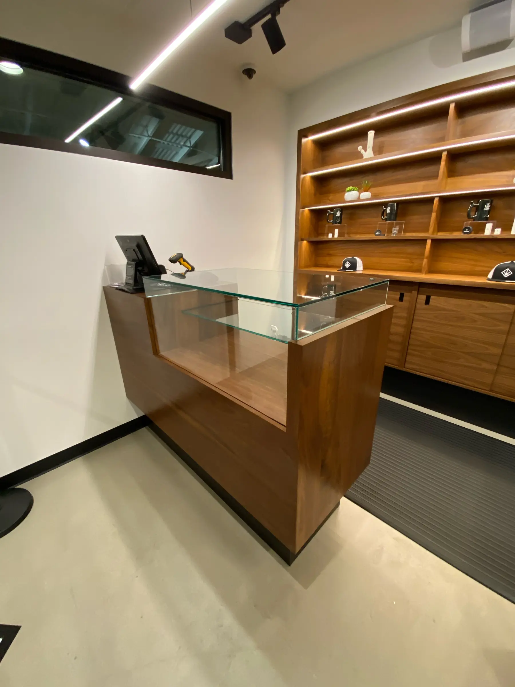 Display counter glass with protective film