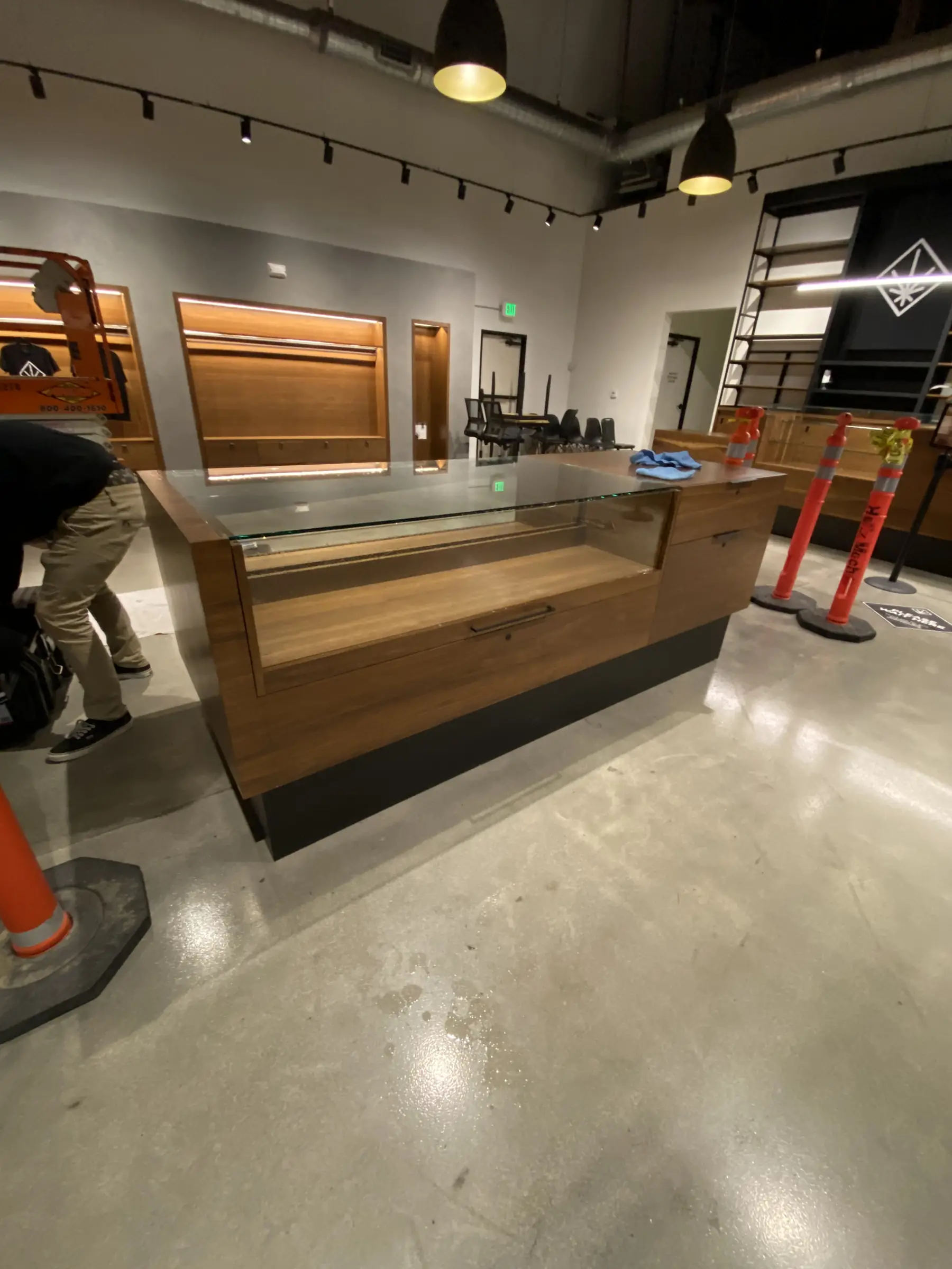 Display case glass with protective film