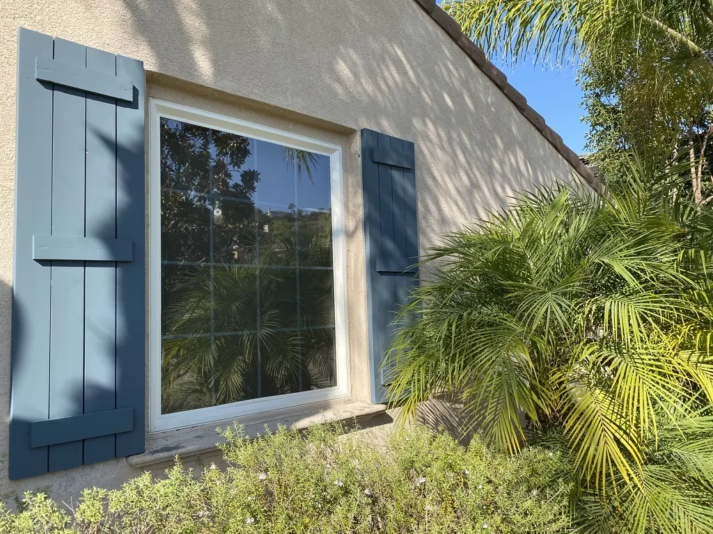 Picture window with shutters, Temecula area