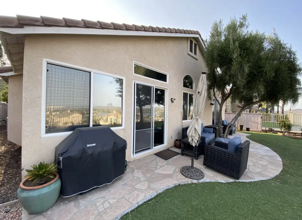 Temecula-area hillside home with heat-rejecting window film on the patio windows and slider